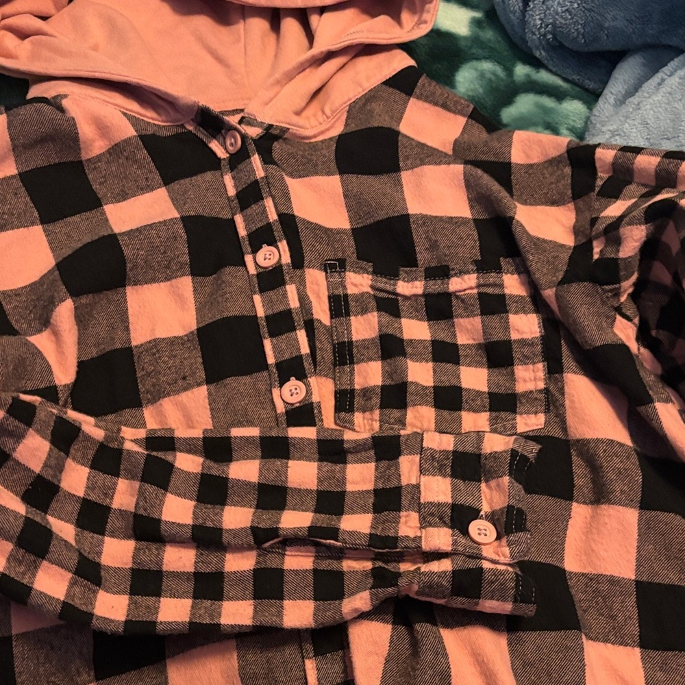 Wonder Nation Pink and Black Plaid Hoodie